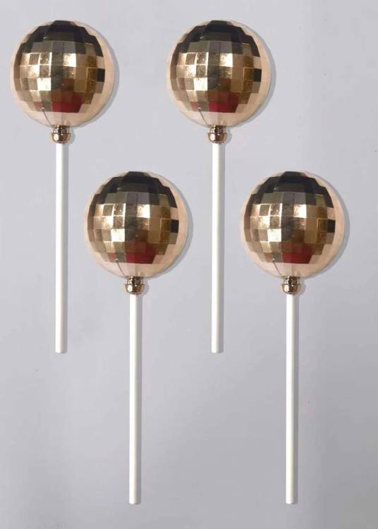 Zapichovací dekorace Disko koule růžovo-zlaté 2,7 cm (4 ks)