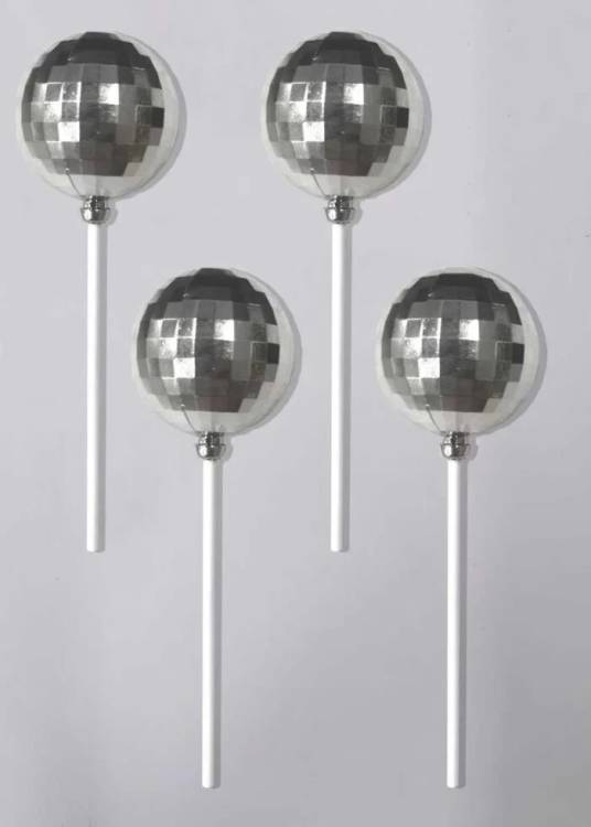 Zapichovací dekorace Disko koule stříbrné 2,7 cm (4 ks)