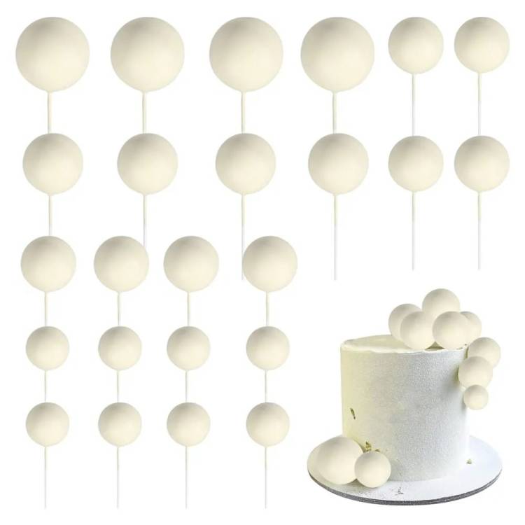 Zapichovací dekorace Koule béžové různé velikosti (20 ks)