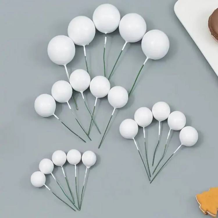 Zapichovací dekorace Koule bílé různé velikosti (20 ks)