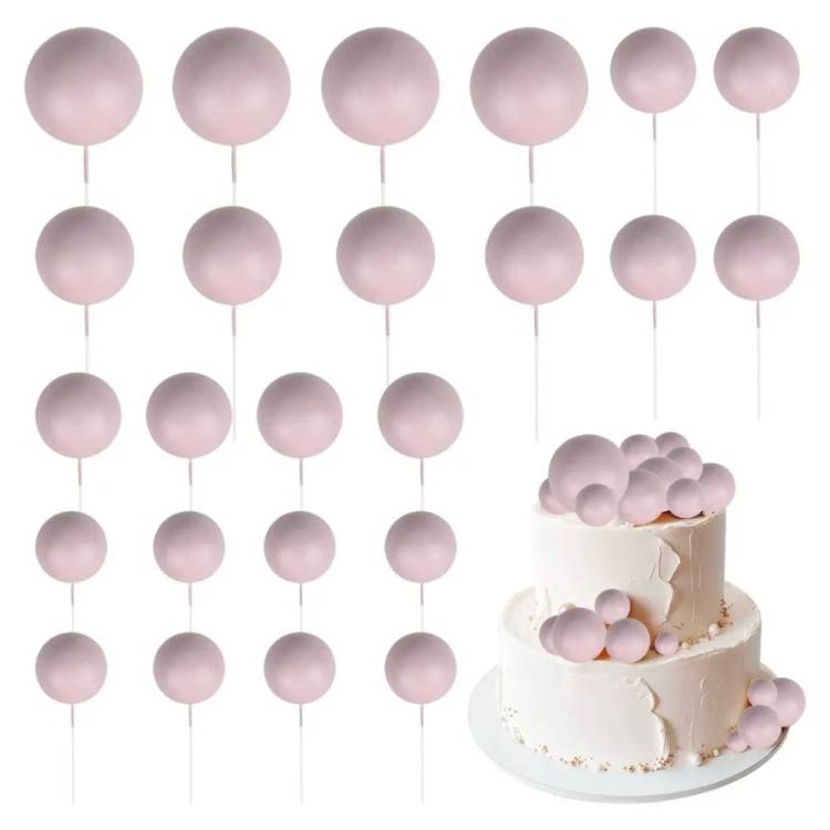 Zapichovací dekorace Koule bledě růžové různé velikosti (20 ks)