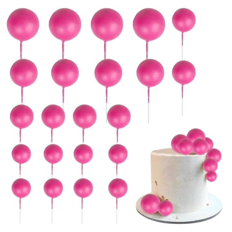 Zapichovací dekorace Koule růžové různé velikosti (20 ks)