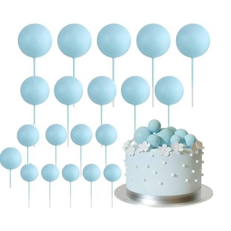 Zapichovací dekorace Koule světle modré různé velikosti (20 ks)