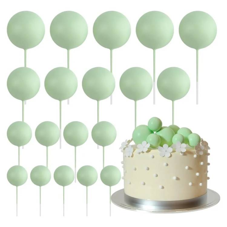 Zapichovací dekorace Koule světle zelené různé velikosti (20 ks)