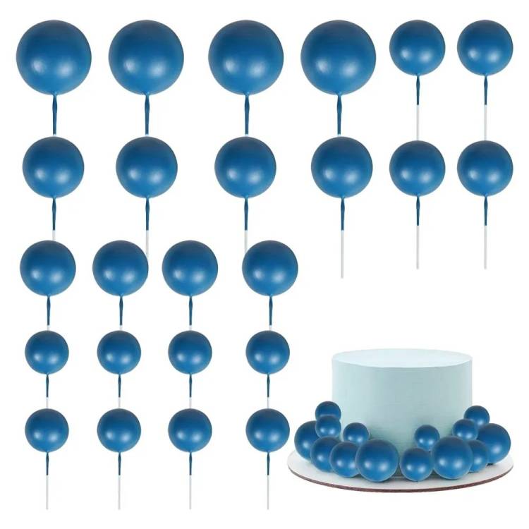 Zapichovací dekorace Koule tmavě modré různé velikosti (20 ks)