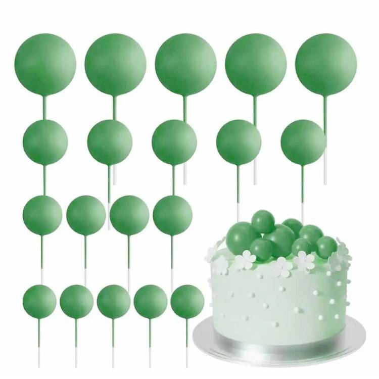 Zapichovací dekorace Koule zelené různé velikosti (20 ks)