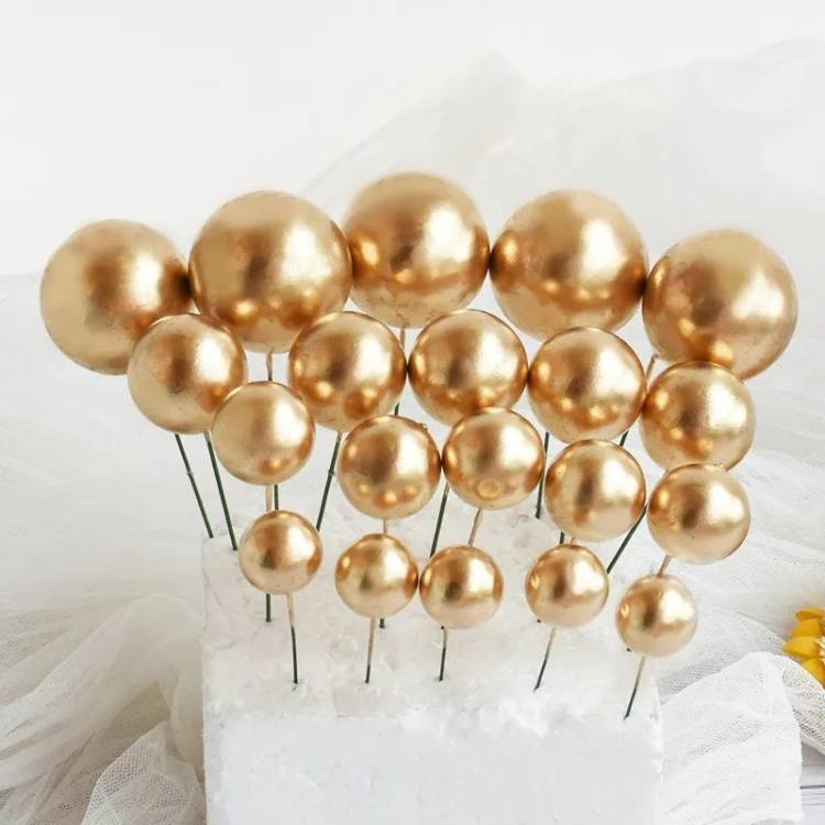 Zapichovací dekorace Koule zlaté různé velikosti (20 ks)