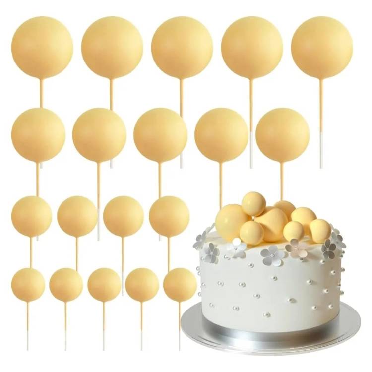 Zapichovací dekorace Koule žluté různé velikosti (20 ks)