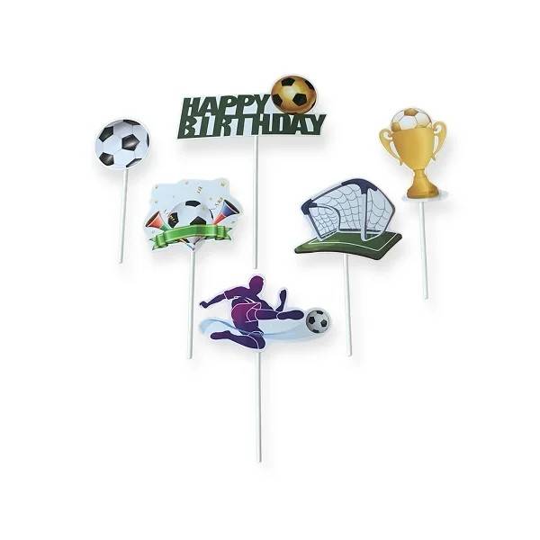 Zapichovací dekorace na dort Fotbal (6 ks)