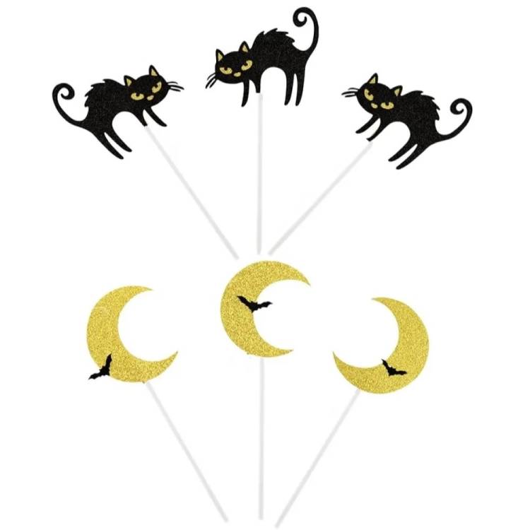 Zapichovací dekorace na dort Halloween Kočky