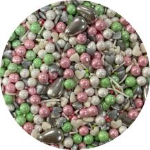 4Cake Cukrové zdobení bílé, růžové a zelené Spring Colours (80 g)