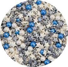 4Cake Sugar Decoration White, Silver and Blue Star Galaxy (90g)