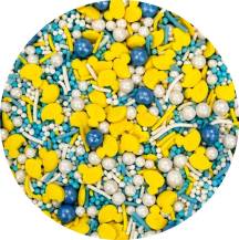 4Cake Cukrové zdobenie bielej, žltej a modrej Fluffy Waves (80 g)