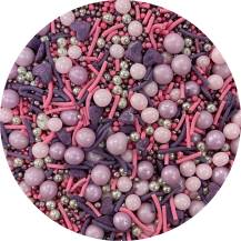 4Cake Cukrové zdobení stříbrné, růžové a fialové Lilac (90 g)