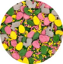 4Cake Yellow, Grey, Pink and Green Easter Miracle Sugar Decorations (80g)