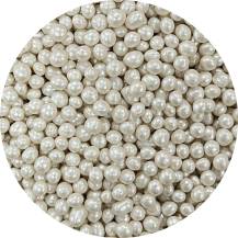 4Cake Cukrovo-rýžové perly bílé perleťové 5 mm (60 g)