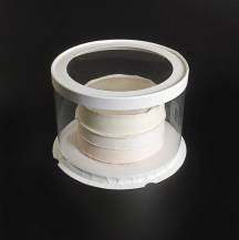 4Cake Plastový kulatý box s průhledným víkem na dorty bílý (22,5 x 16 cm)