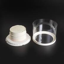 4Cake Plastový kulatý box s průhledným víkem na dorty bílý (22,5 x 16 cm)