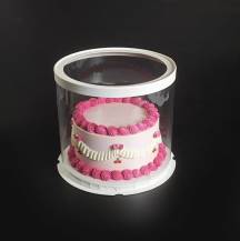 4Cake Plastový kulatý box s průhledným víkem na dorty bílý (22,5 x 23 cm)