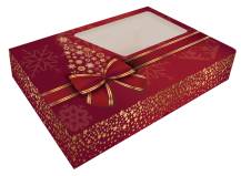 Alvarak vánoční krabice na cukroví Červená s vločkami a hvězdičkami 37 x 22,5 x 5 cm