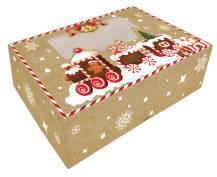 Alvarak vánoční krabice na cukroví Hnědá s perníčkovým vláčkem 26 x 15 x 7 cm