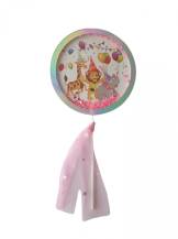 Alvarak stick-on decoration Birthday animals with pink confetti