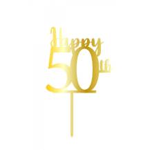 Cesil Zapichovacia plastová dekorácia zlatá Happy 50th