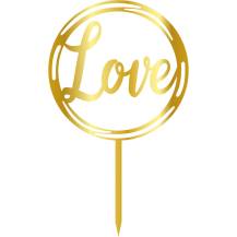 Cesil Zapichovacia plastová dekorácia zlatá Love v kruhu