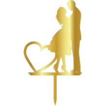 Cesil Beüthető műanyag dekoráció arany Új házasok szívvel