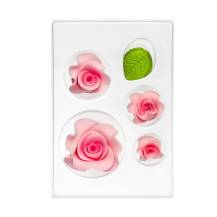 Цукрова прикраса Рожева троянда з пелюстками (14 шт)