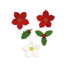 Decora cukrová dekorace Vánoční hvězda a cesmína (6 ks) Trvanlivost do 30.6.2024!