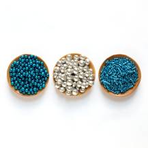 Decora cukrové zdobení modré a čokoládové lentilky stříbrné (85 g)