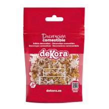 Décorations en sucre Dekora Flocons de neige blancs et étoiles dorées (100 g)