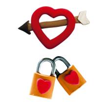 Dekora decorative sugar decoration Heart with arrow and locks (18 pcs) Durability until 02/2024!