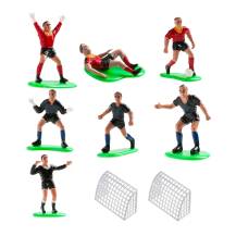 Dekora nejedlá dekorace Fotbalisté s brankami (červené a černo-modré dresy)