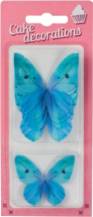 Décorations en papier comestibles Papillons bleus (8 pcs)
