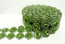 Pasek diamentowy plastikowy kwiatowy zielony (3 cm x 3 m)