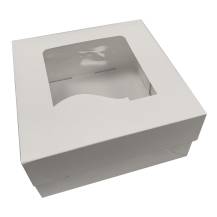 Obrázek k výrobku Dortová krabice bílá čtvercová s okénkem (18 x 18 x 9,5 cm)
