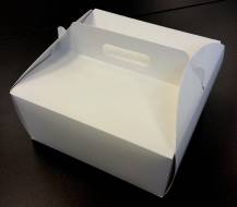 Dortová krabice bílá čtvercová s úchytem (28 x 28 x 14 cm)