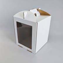 Dortová krabice CINDY pevná bílá se dvěma okny a úchytem (25 x 25 x 30 cm)