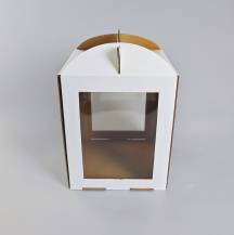 Dortová krabice CINDY pevná bílá se dvěma okny a úchytem (20 x 20 x 25 cm)