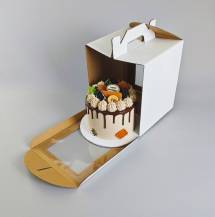 Dortová krabice CINDY pevná bílá se dvěma okny a úchytem (20 x 20 x 25 cm)