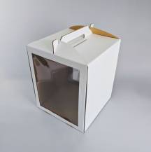 Dortová krabice CINDY pevná bílá se dvěma okny a úchytem (33 x 33 x 40 cm)