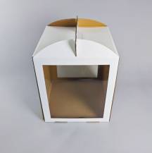 Dortová krabice CINDY pevná bílá se dvěma okny a úchytem (30 x 30 x 35 cm)