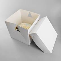 Dortová krabice na patrový dort JOY bílá nepromastitelná (30 x 30 x 30 cm)