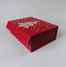 Elegantní dárková krabice červená s magnetem a stuhou (28 x 21 x 9,5 cm)