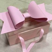 Elegantní univerzální box s mašlí růžový (35 x 21 x 16,5 cm)