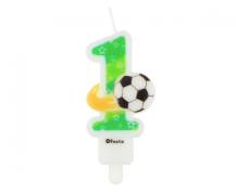 Godan svíčka zelená s fotbalovým míčem číslo 1