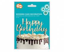 Godan zapichovací dekorace na dort dřevěná Happy Birthday 2