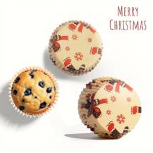 Košíčky na muffiny béžové s vánočními motivy (75 ks)